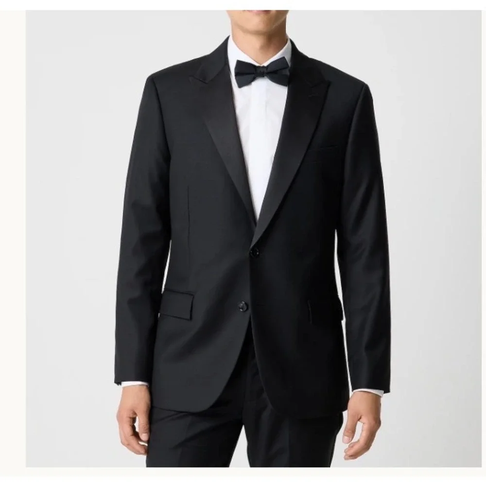 J.Crew Mens 36S Thompson Tuxedo Jacket Black Wool Peak Lapel AZ235 NEW
